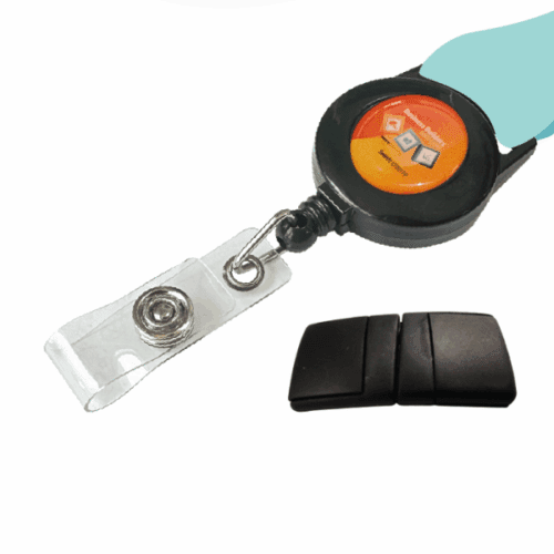 Retractable Reel Epoxy Logo (Black) and Breakaway