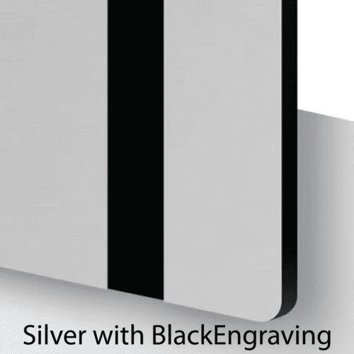 Brushed Silver with Black Text